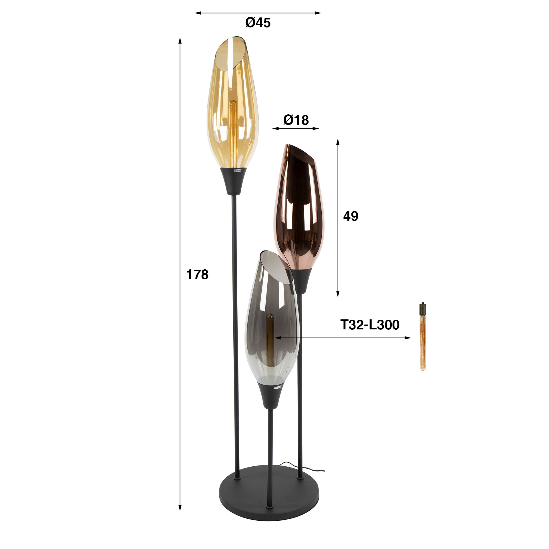 Vloerlamp 3L Cocoon XL mix glass